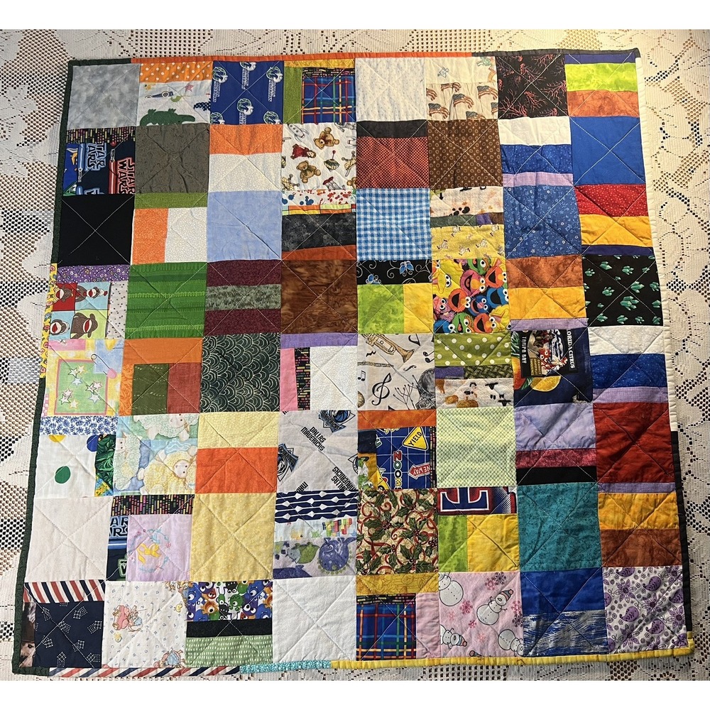 Crazy Quilt Patch Work Squares 35in x 35in